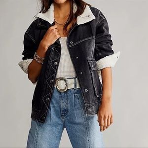 Ariel Cozy Denim Bomber Jacket NWT